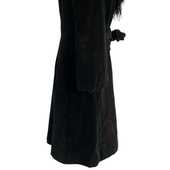 Vintage Joseph Magnin Velour Feather Collar Trim Coat Size Medium - Picture 9 of 15